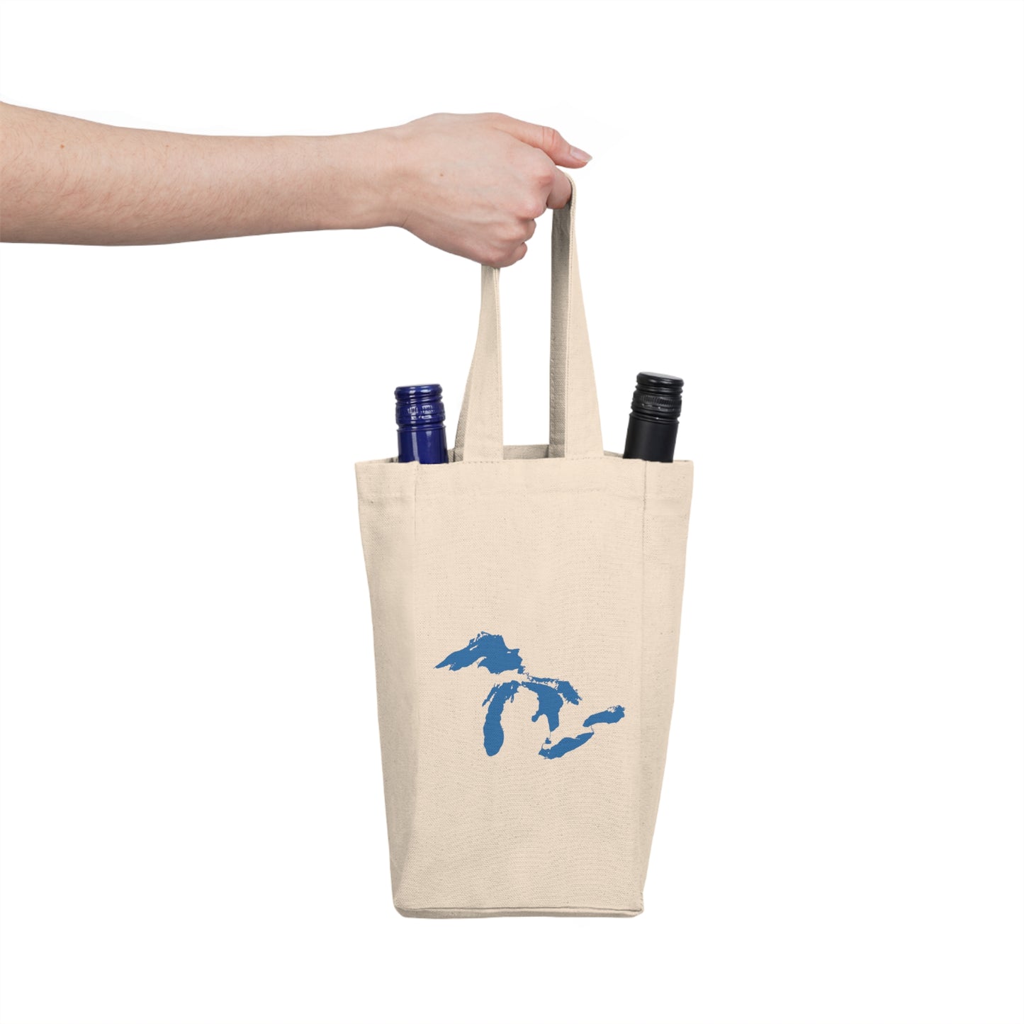 Great Lakes Double Wine Tote Bag | Superior Blue