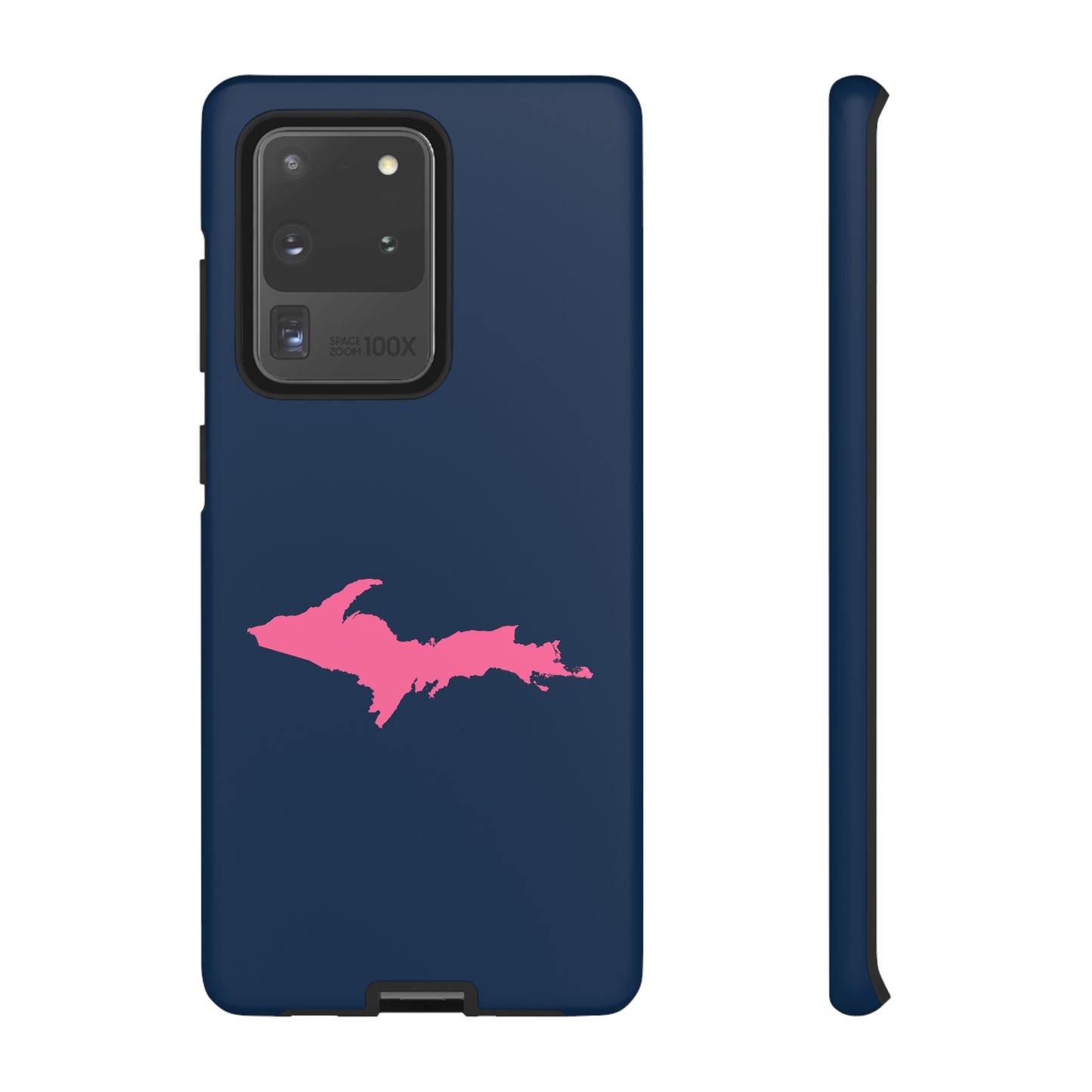 Michigan Upper Peninsula Tough Phone Case (Navy w/ Pink UP Outline) | Samsung & Pixel Android