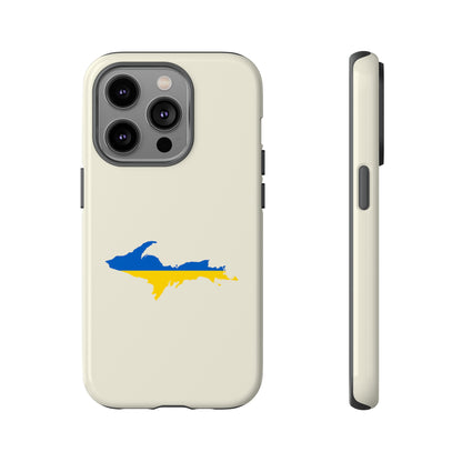 Michigan Upper Peninsula Tough Phone Case (Ivory Color w/ UP Ukraine Flag Outline) | Apple iPhone