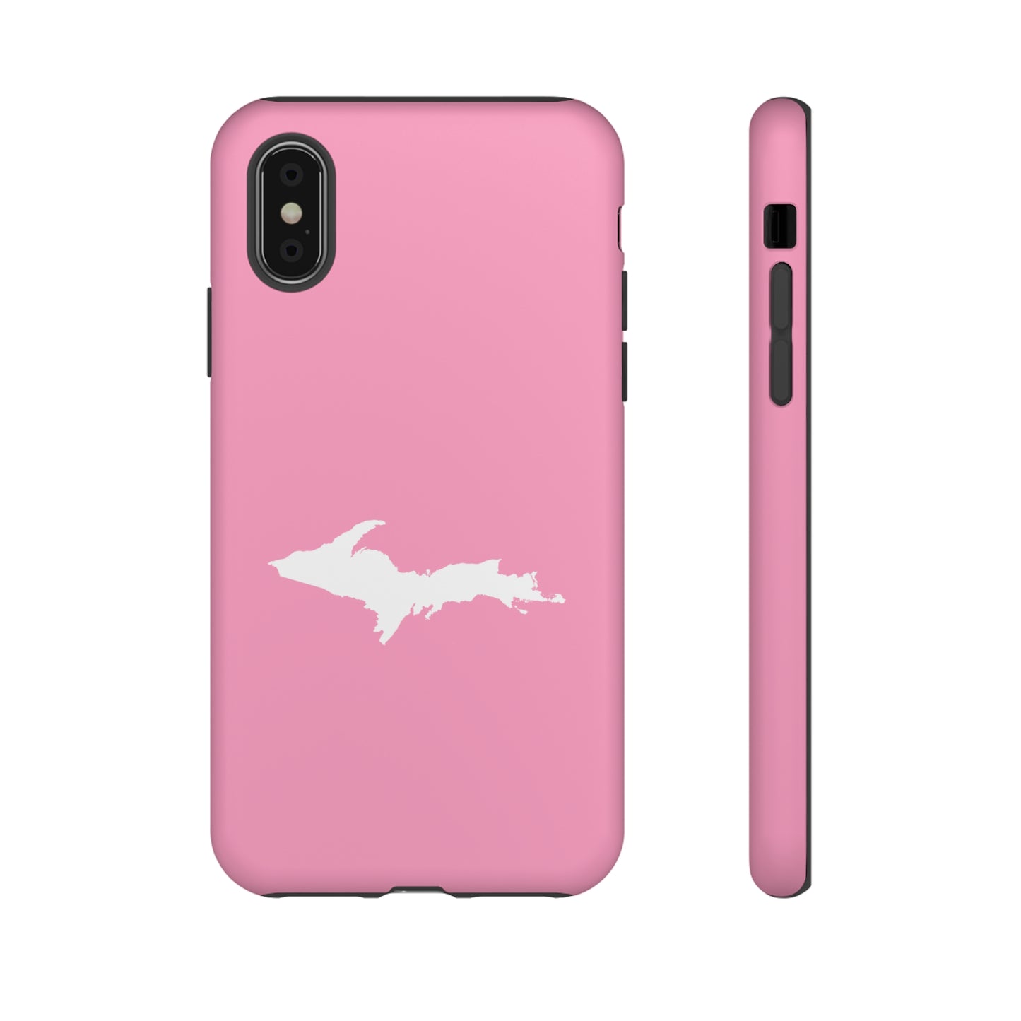 Michigan Upper Peninsula Tough Phone Case ('67 Caddie Pink w/ UP Outline) | Apple iPhone