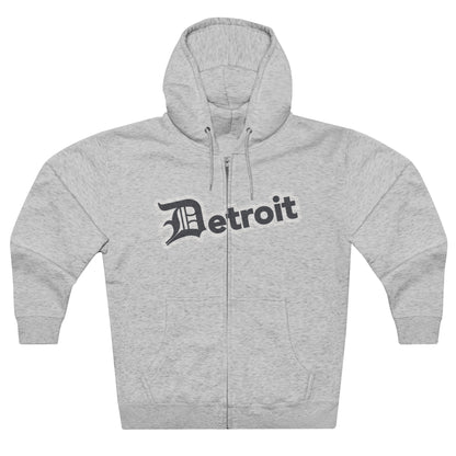 'Detroit' Hoodie (Iron Ore Grey w/ Old English 'D') | Unisex Full Zip