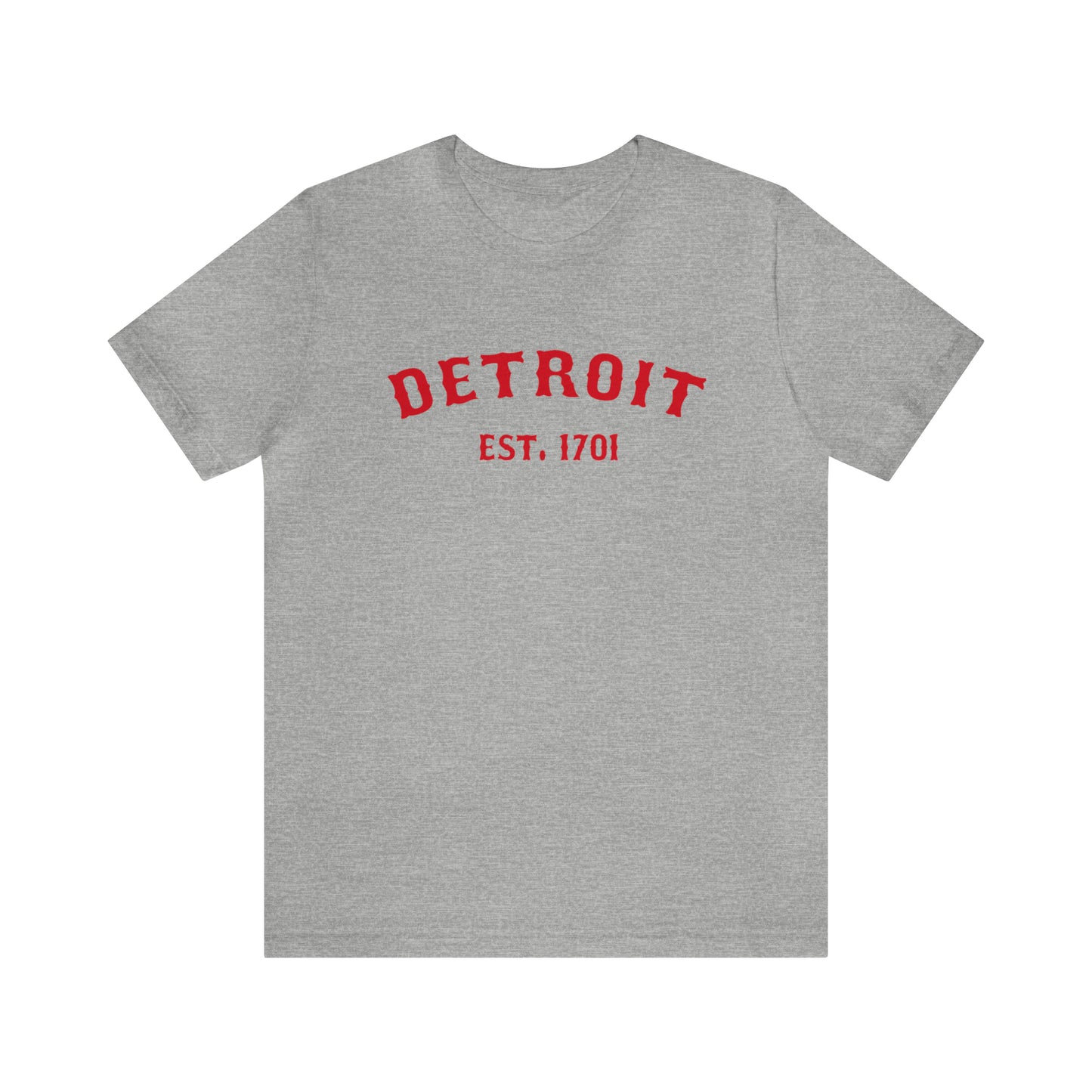 'Detroit EST. 1701' T-Shirt (Aliform Red Ballpark Font) | Unisex Standard