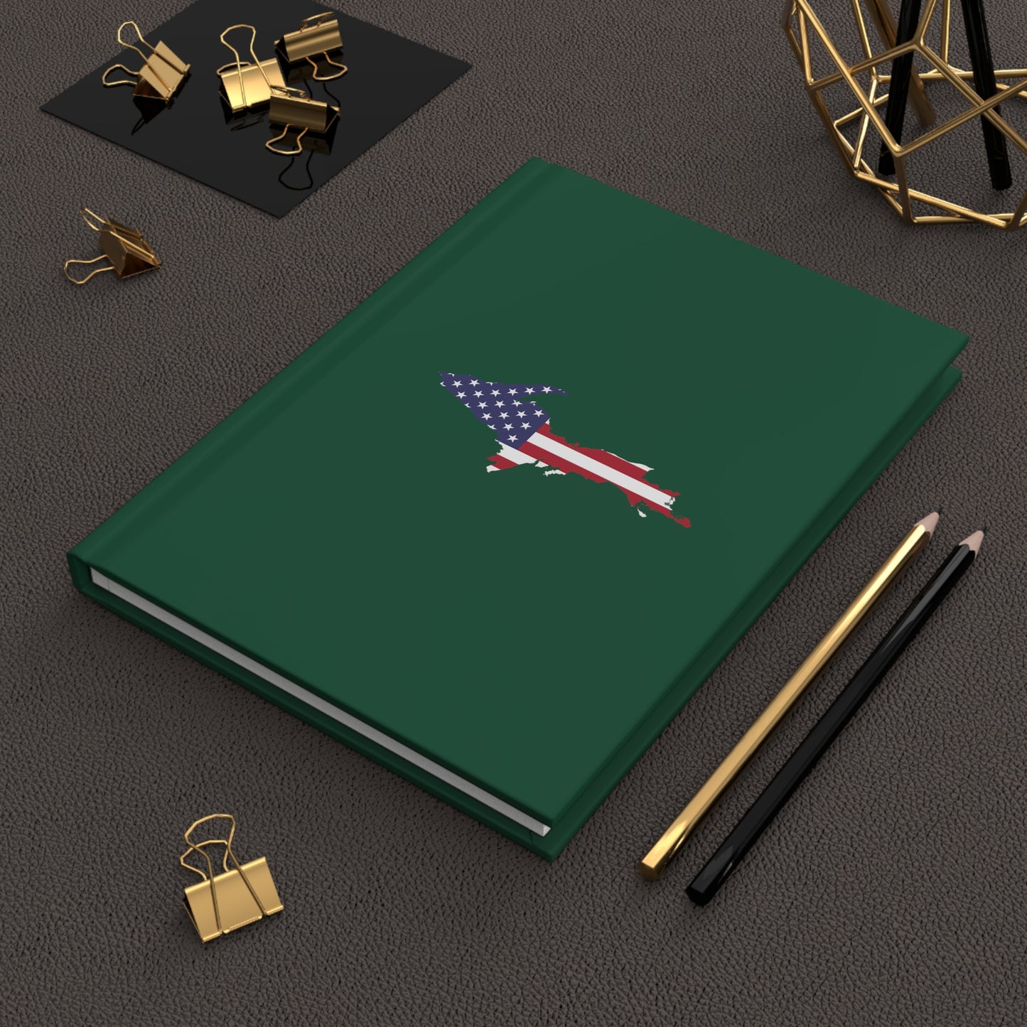 Michigan Upper Peninsula Hardcover Journal (w/ UP USA Flag) | Ruled - Superior Green