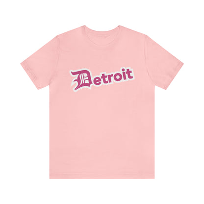 'Detroit' T-Shirt (Apple Blossom Pink w/ Old English 'D') | Unisex Standard