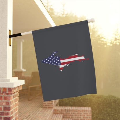 Michigan Upper Peninsula Home & Garden Flag (w/ UP USA Flag) | Iron Ore Grey