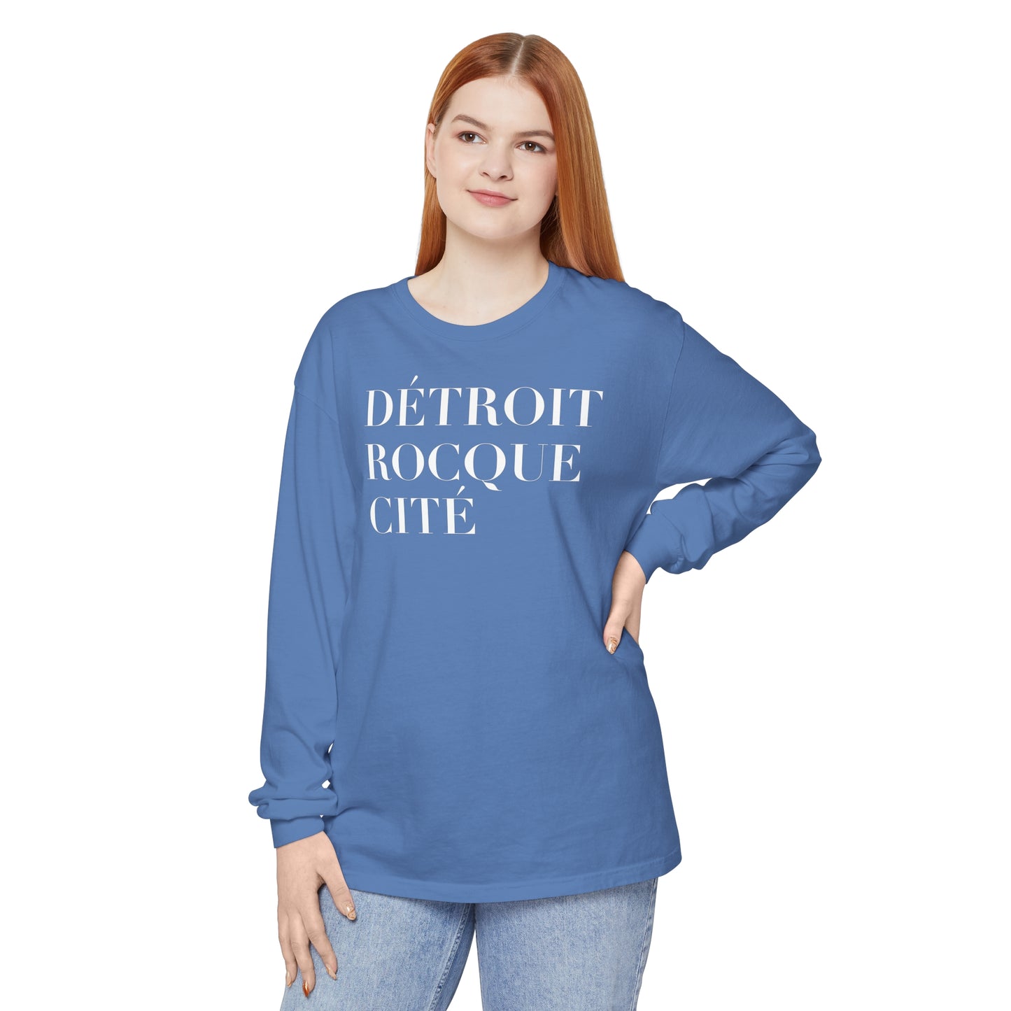 'Détroit Rocque Cité' Garment-Dyed T-Shirt | Unisex Long Sleeve