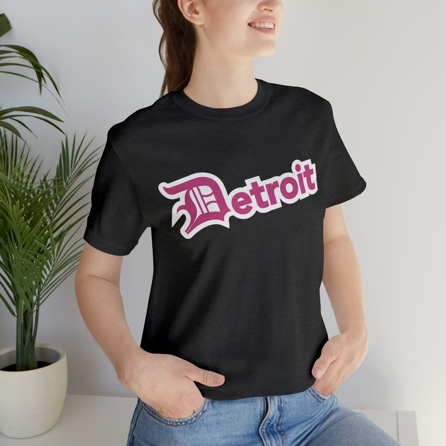 'Detroit' T-Shirt (Apple Blossom Pink w/ Old English 'D') | Unisex Standard