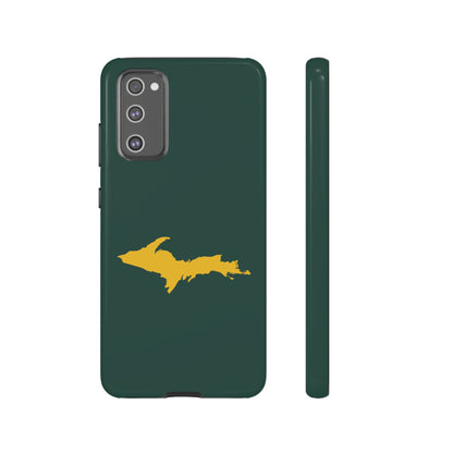 Michigan Upper Peninsula Tough Phone Case (Green w/ Gold UP Outline) | Samsung & Pixel Android