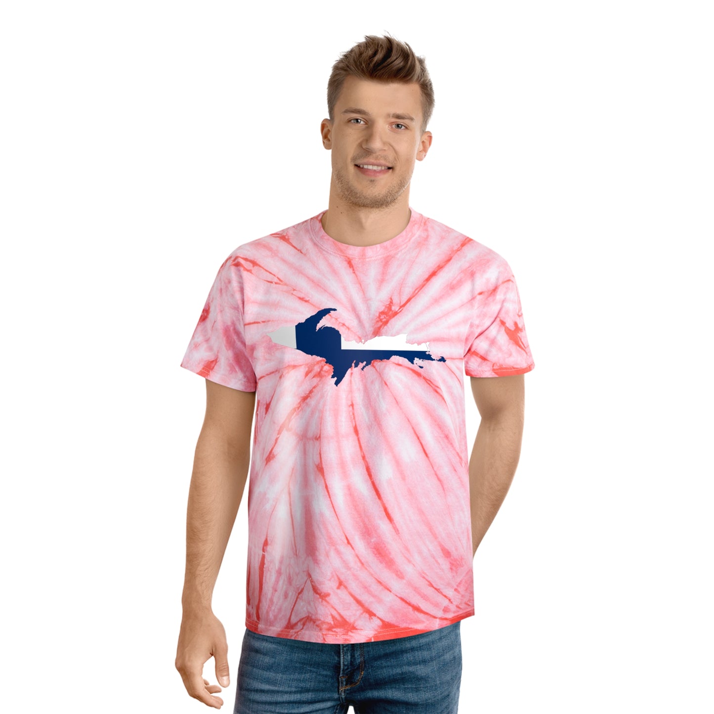 Michigan Upper Peninsula Tie-Dye T-Shirt (w/ UP Finland Flag) | Unisex Cyclone