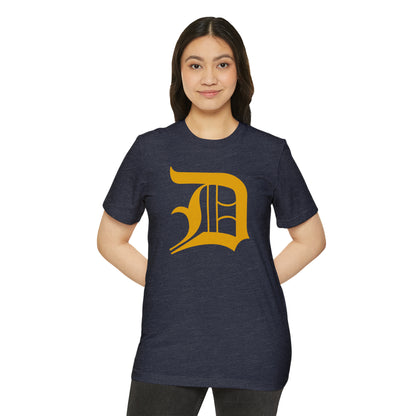 Detroit 'Old English D' T-Shirt (Gold) | Unisex Recycled Organic