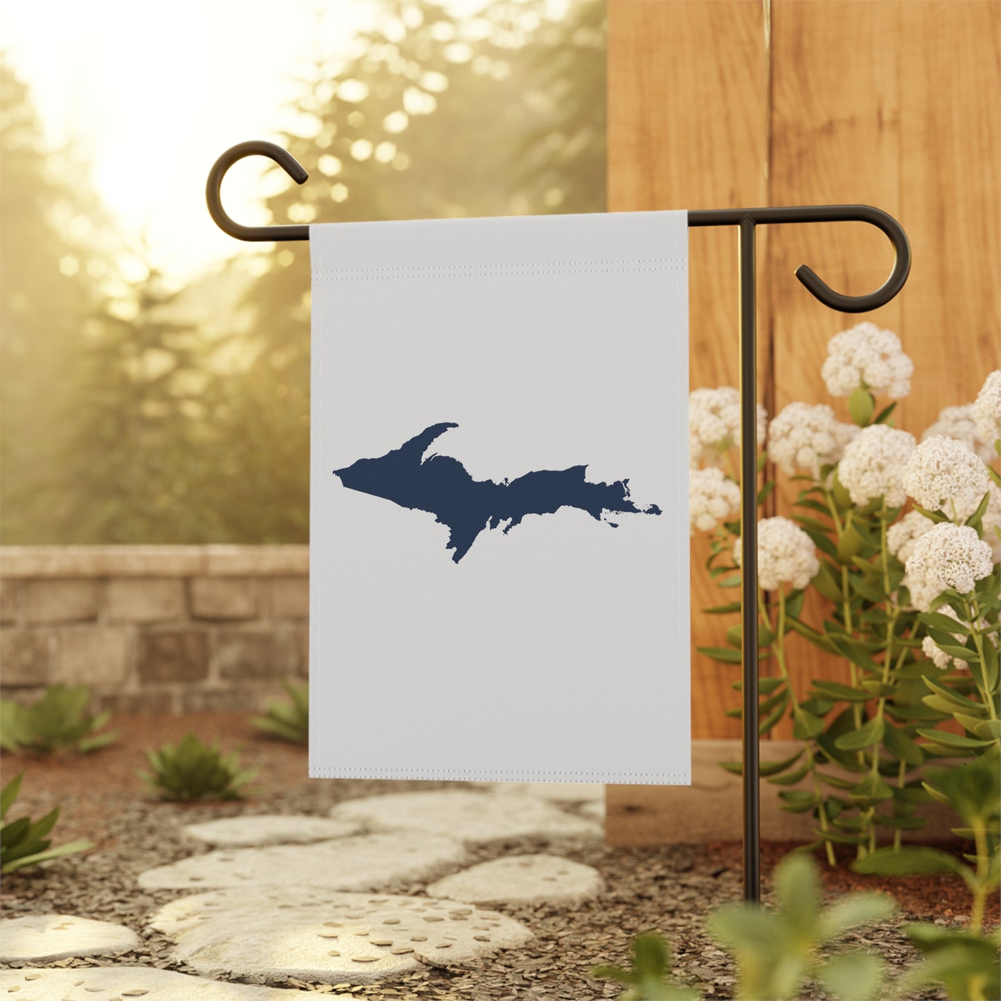 Michigan Upper Peninsula Home & Garden Flag (w/ UP Outline) | Birch Bark White