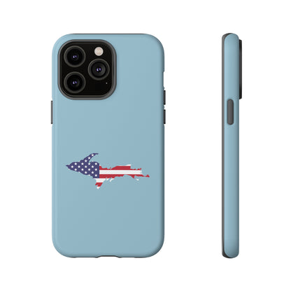 Michigan Upper Peninsula Tough Phone Case (Opal Blue w/ UP USA Flag Outline) | Apple iPhone