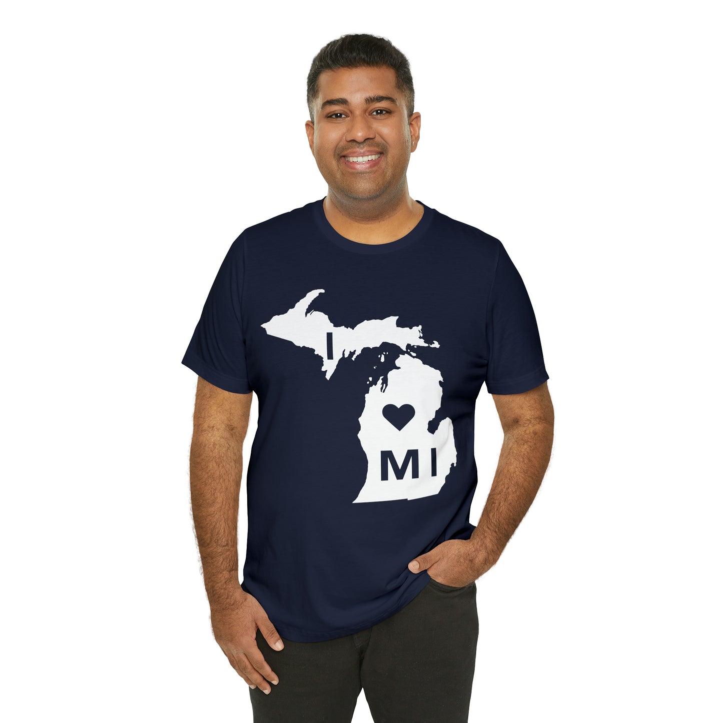 'I ❤️ MI' T-Shirt (w/ Full MI Outline) | Unisex Standard Fit