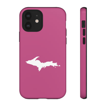 Michigan Upper Peninsula Tough Phone Case (Apple Blossom Pink w/ UP Outline) | Apple iPhone