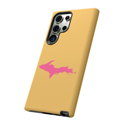 Michigan Upper Peninsula Tough Phone Case (Citrine w/ Pink UP Outline) | Samsung & Pixel Android