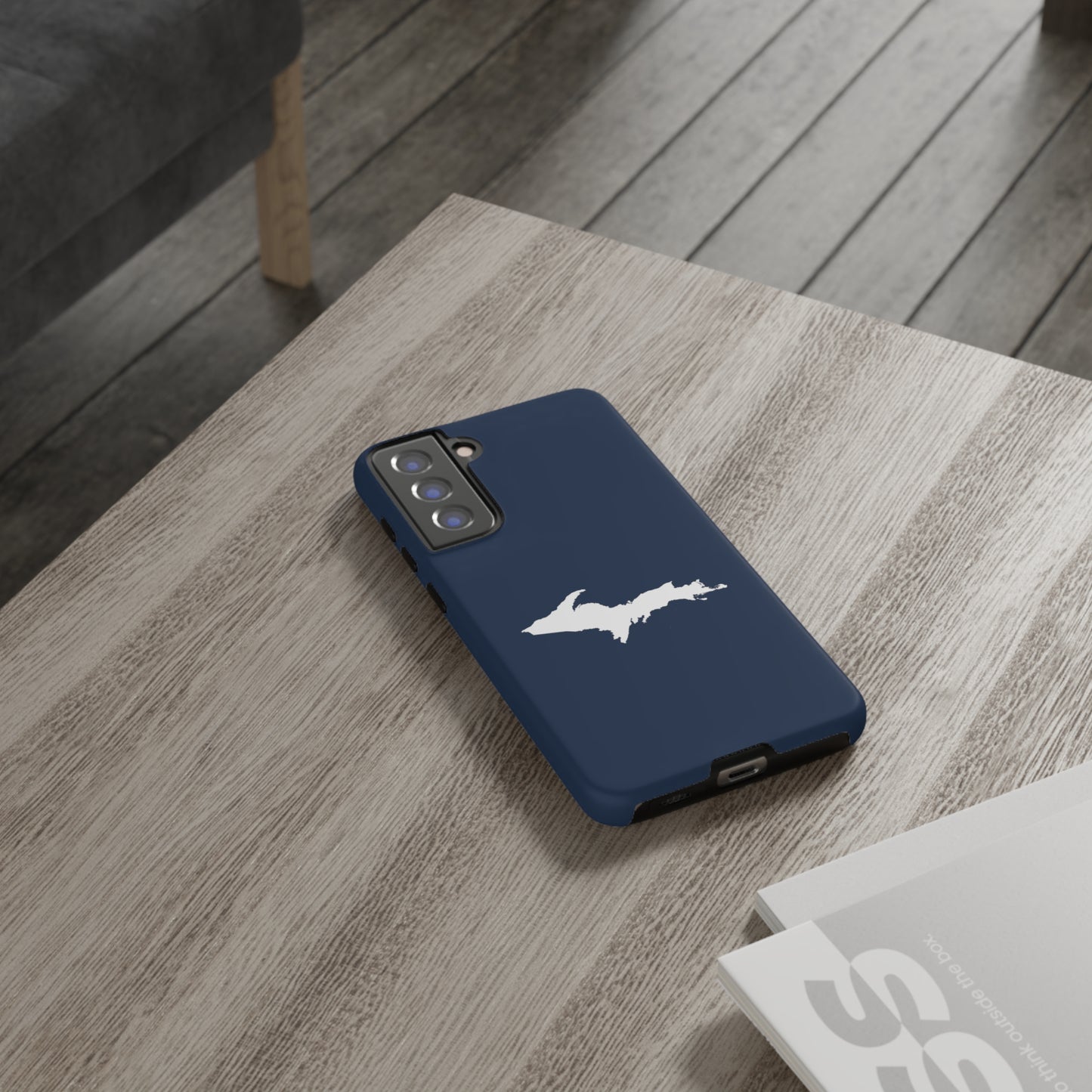 Michigan Upper Peninsula Tough Phone Case (Navy w/ White UP Outline) | Samsung & Pixel Android