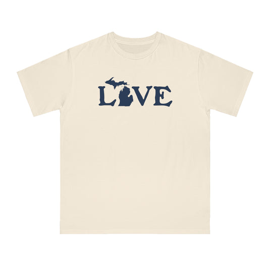 Michigan 'Love' T-Shirt (Woodcut Font) | Unisex Organic