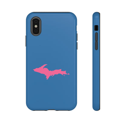 Michigan Upper Peninsula Tough Phone Case (Lake Superior Blue w/ Pink UP Outline) | Apple iPhone