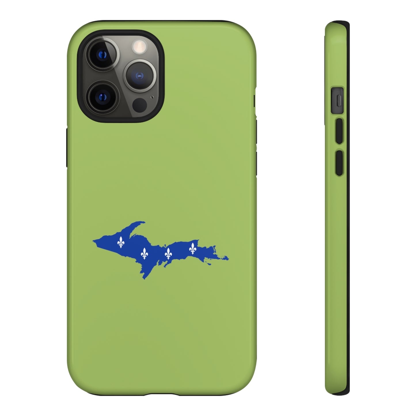 Michigan Upper Peninsula Tough Phone Case (Gooseberry Green w/ UP Quebec Flag Outline) | Apple iPhone