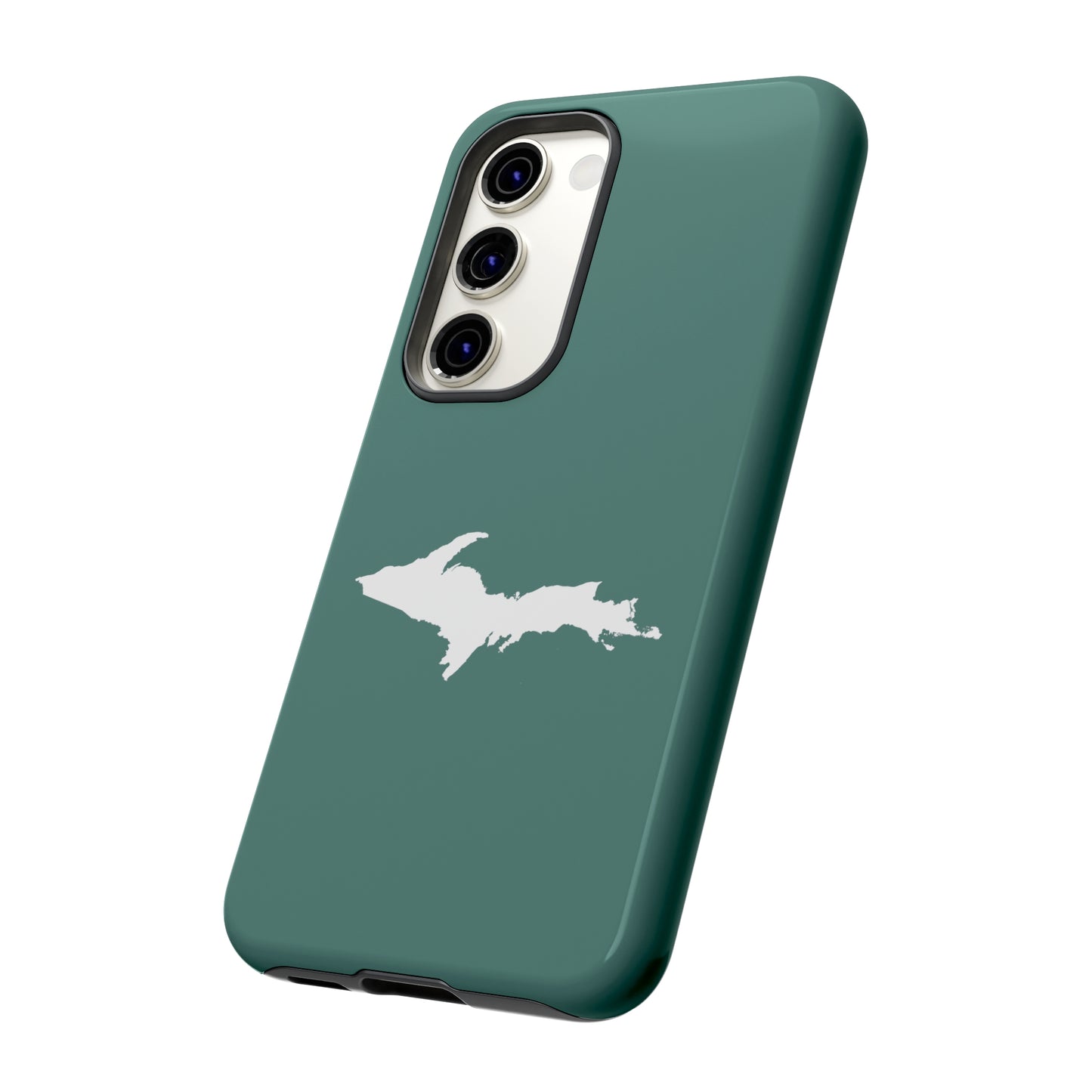 Michigan Upper Peninsula Tough Phone Case (Copper Green w/ UP Outline) | Samsung & Pixel Android