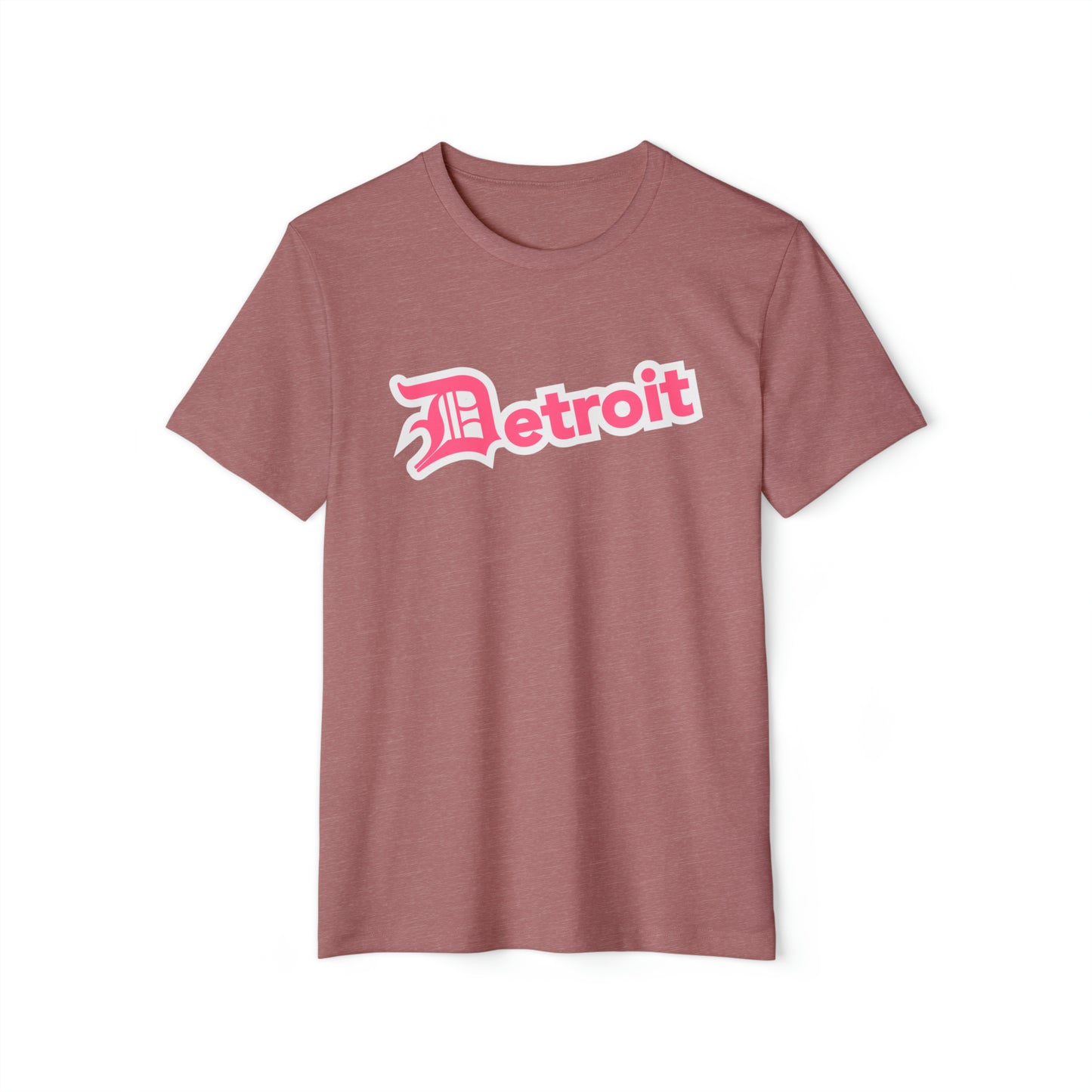 Detroit' T-Shirt (Rhodochrosite Pink Old English 'D') | Unisex Recycled Organic