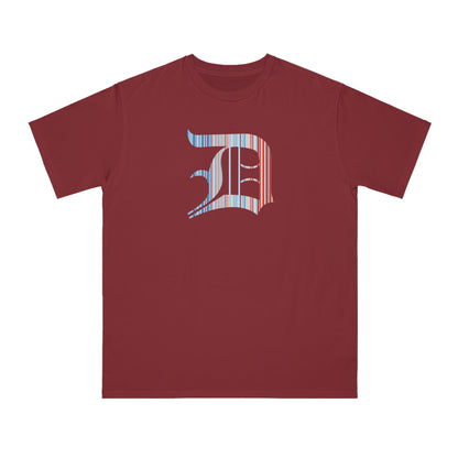 Detroit 'Old English D' T-Shirt (Climate Stripes Edition) | Unisex Organic