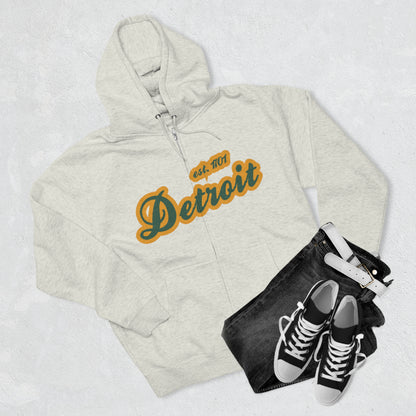 'Detroit EST 1701' Hoodie (Ginger Ale Green Script Font) | Unisex Full Zip