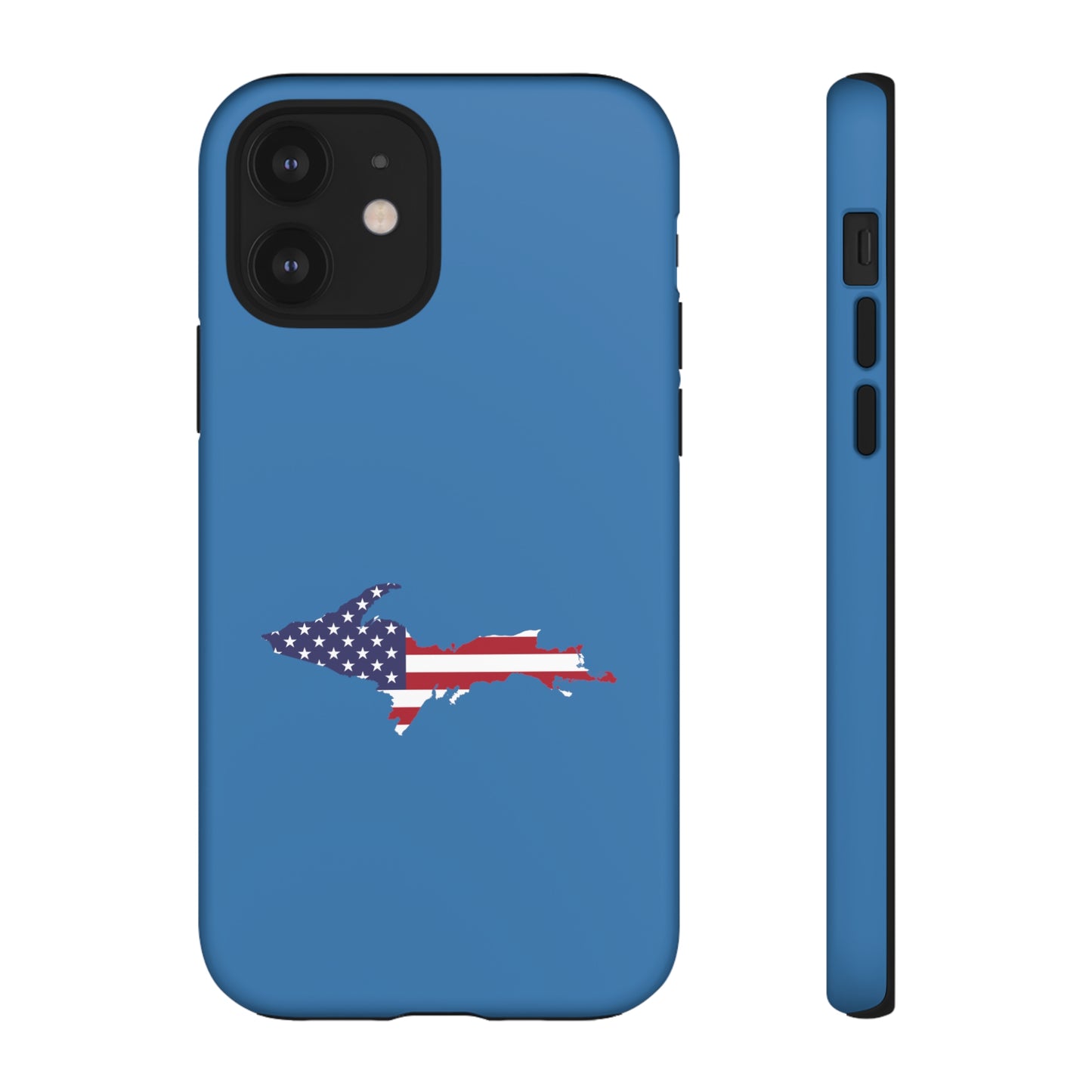 Michigan Upper Peninsula Tough Phone Case (Lake Superior Blue w/ UP USA Flag Outline) | Apple iPhone