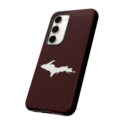 Michigan Upper Peninsula Tough Phone Case (Cherrywood Color w/ UP Outline) | Samsung & Pixel Android