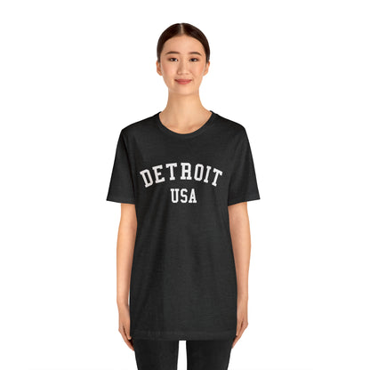 'Detroit USA' T-Shirt (Collegiate Font) | Unisex Standard