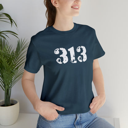 Detroit '313' T-Shirt (Distressed Stencil Font) | Unisex Standard Fit