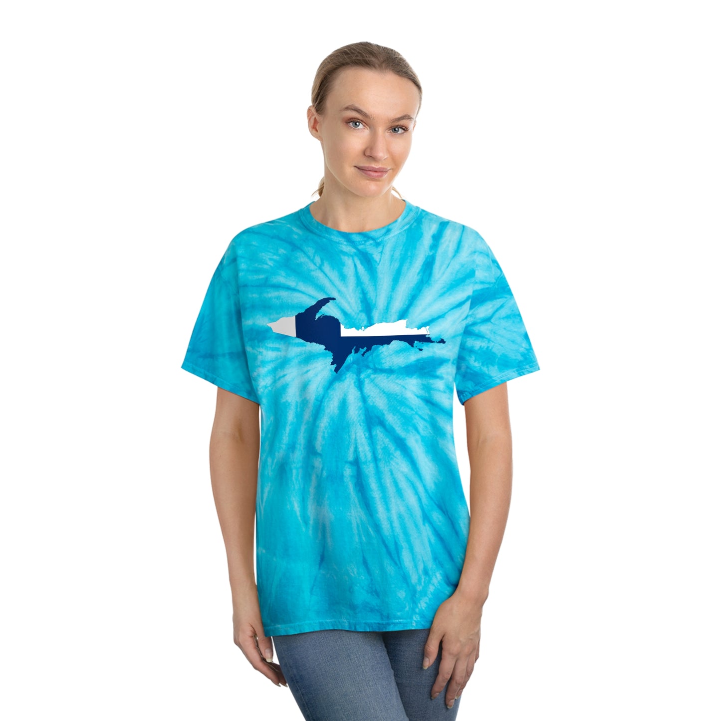 Michigan Upper Peninsula Tie-Dye T-Shirt (w/ UP Finland Flag) | Unisex Cyclone