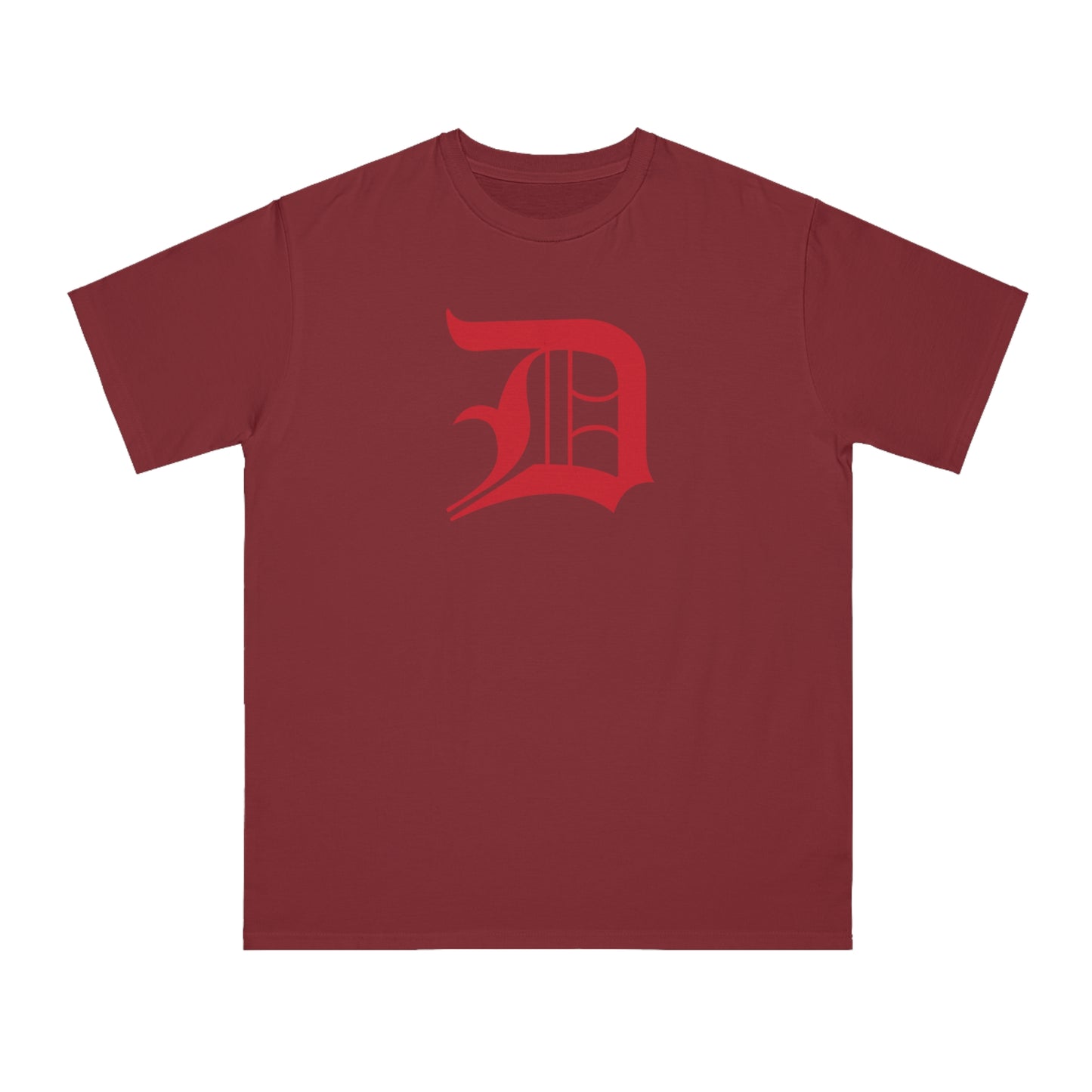 Detroit 'Old English D' T-Shirt (Aliform Red) | Unisex Organic