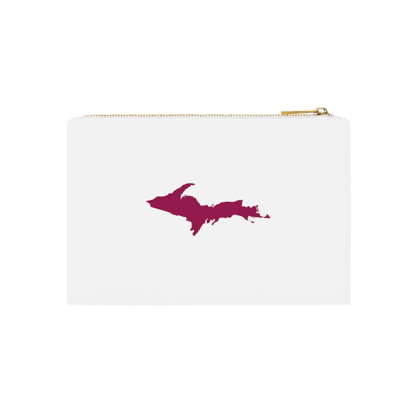 Michigan Upper Peninsula Cosmetic Bag (Ruby Red Outline) | Cotton Canvas