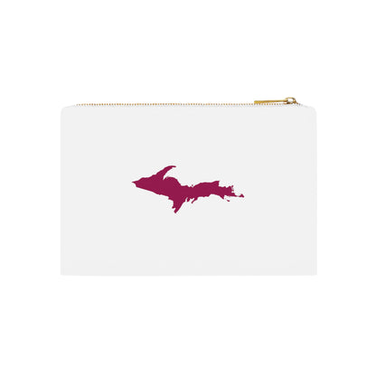 Michigan Upper Peninsula Cosmetic Bag (Ruby Red Outline) | Cotton Canvas