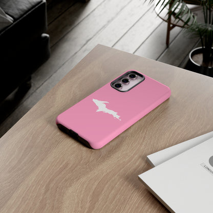 Michigan Upper Peninsula Tough Phone Case ('67 Caddie Pink w/ UP Outline) | Samsung & Pixel Android