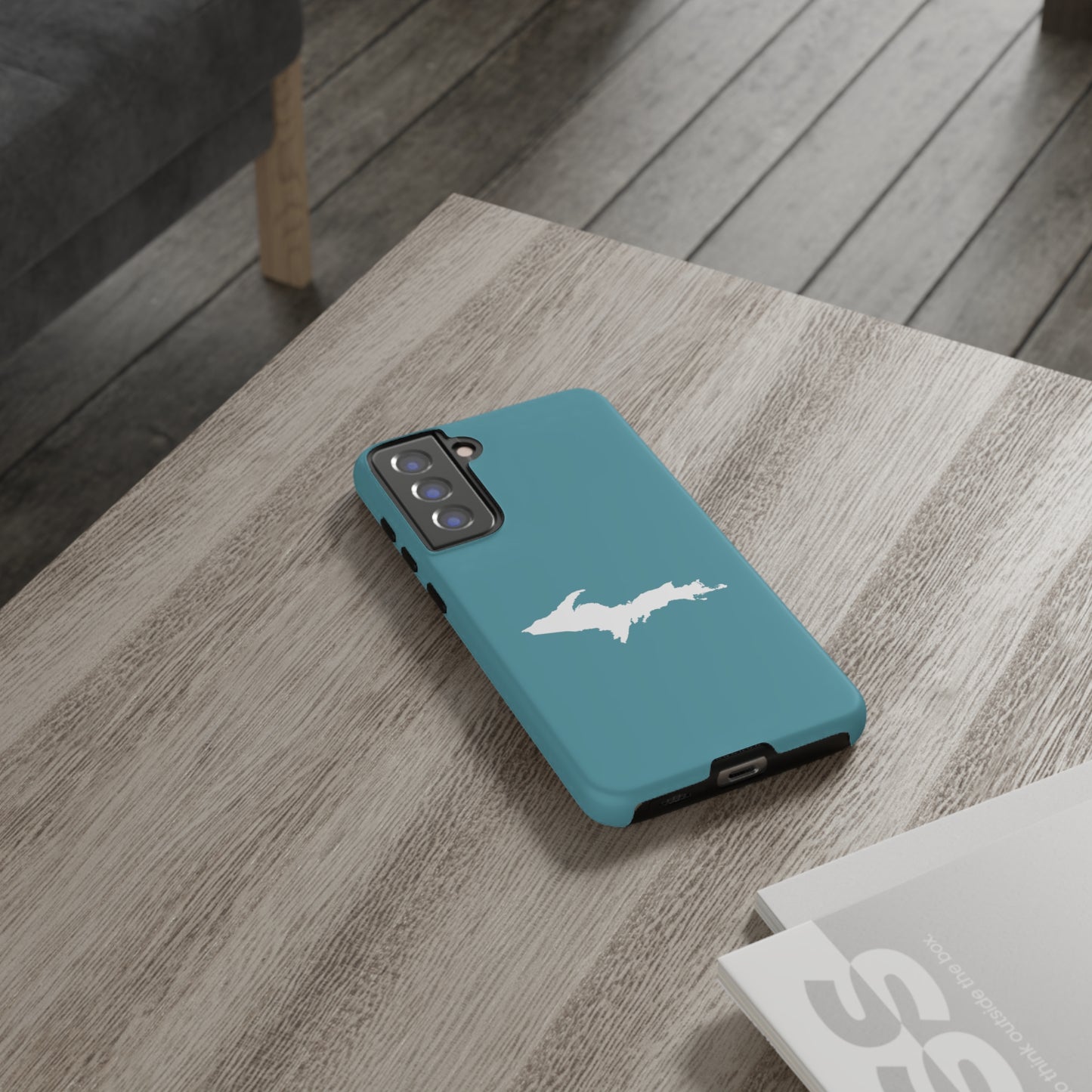 Michigan Upper Peninsula Tough Phone Case (Huron Blue w/ UP Outline) | Samsung & Pixel Android