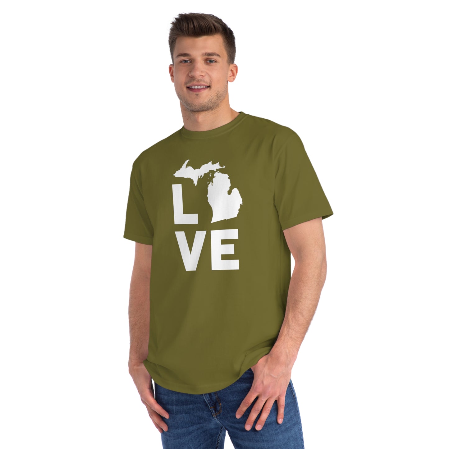 Michigan 'Love' T-Shirt (Geometric Sans Font) | Unisex Organic