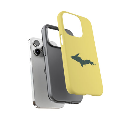 Michigan Upper Peninsula Tough Phone Case (Yellow Cherry Color w/ Green UP Outline) | Apple iPhone