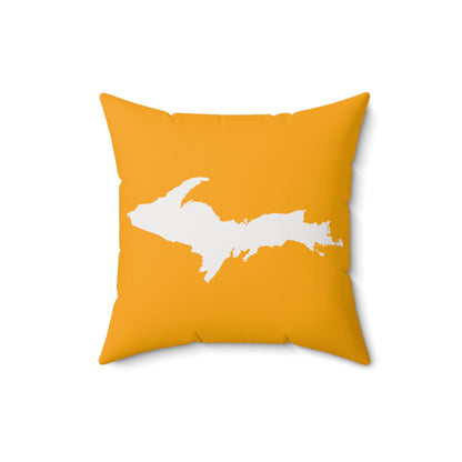 Michigan Upper Peninsula Accent Pillow (w/ UP Outline) | Birch Leaf Orange