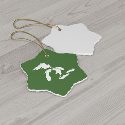 Great Lakes Christmas Ornament (Pine Green) | Ceramic - 4 Shapes