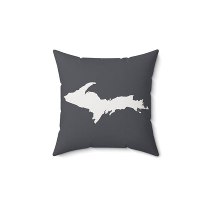 Michigan Upper Peninsula Accent Pillow (w/ UP Outline) | Iron Ore Grey