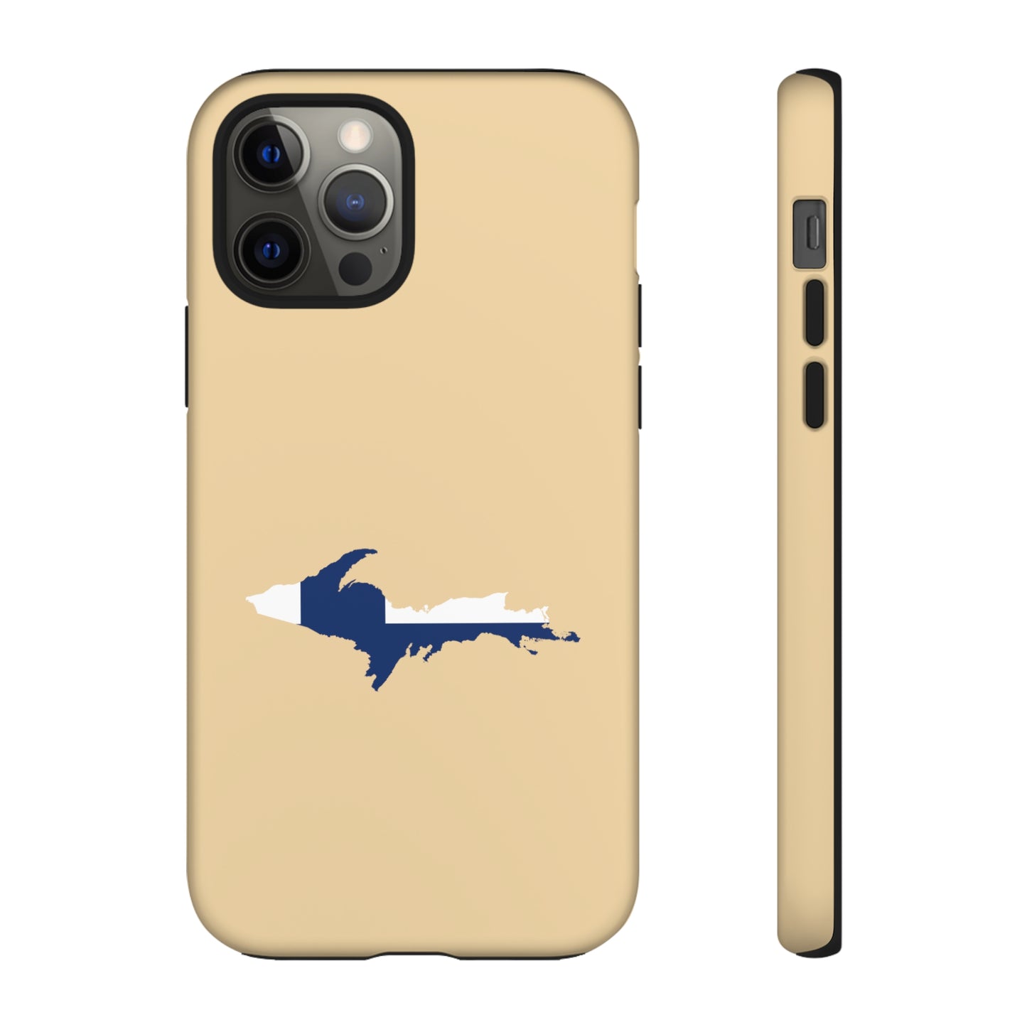 Michigan Upper Peninsula Tough Phone Case (Maple Color w/ UP Finland Flag Outline) | Apple iPhone