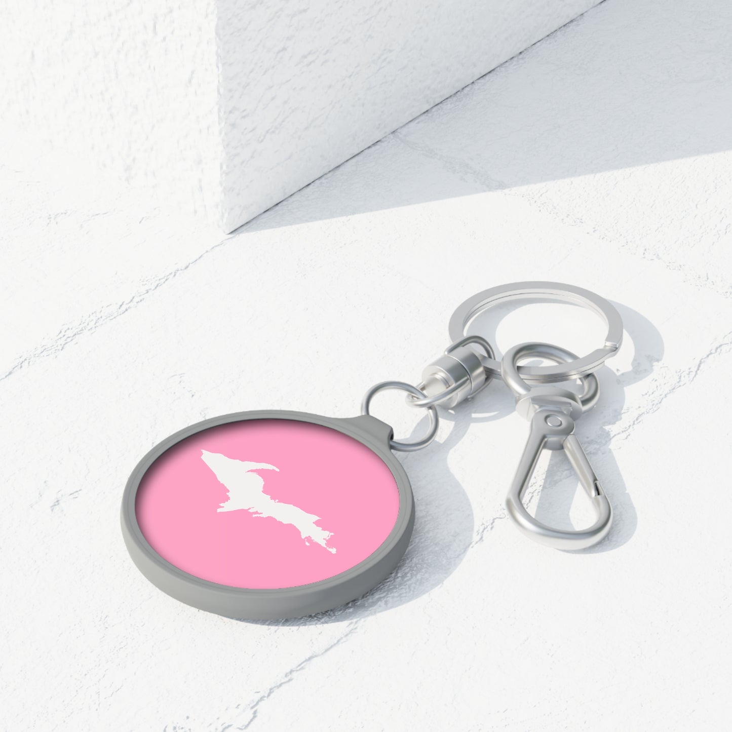 Michigan Upper Peninsula Keyring (w/ UP Outline) | '67 Caddie Pink