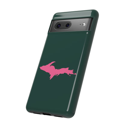 Michigan Upper Peninsula Tough Phone Case (Green w/ Pink UP Outline) | Samsung & Pixel Android