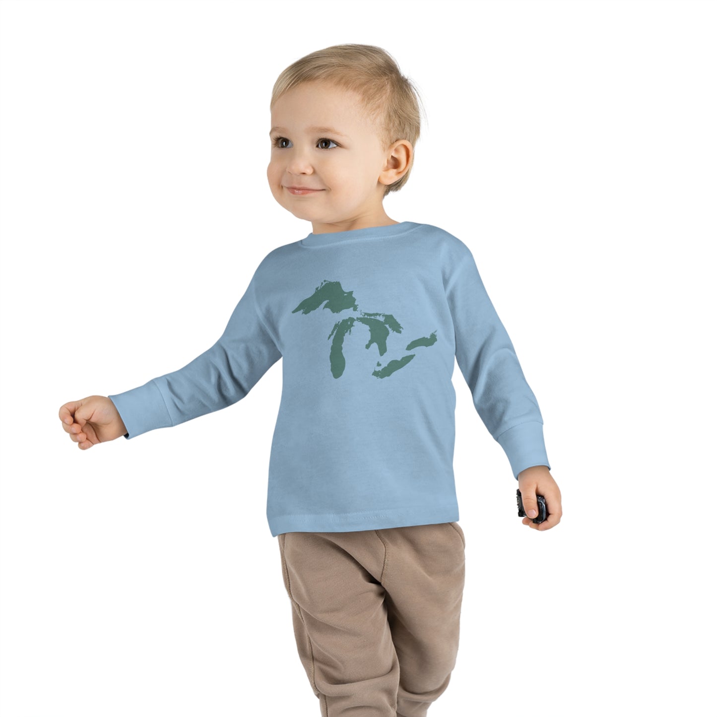 Great Lakes T-Shirt (Copper Green Outline) | Toddler Long Sleeve