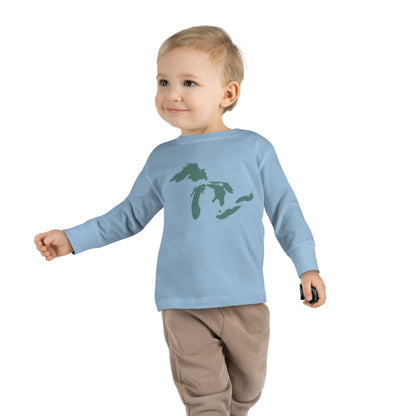 Great Lakes T-Shirt (Copper Green Outline) | Toddler Long Sleeve