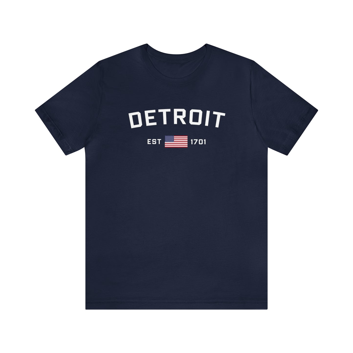 'Detroit EST 1701' T-Shirt (w/ USA Flag Outline) | Unisex Standard Fit