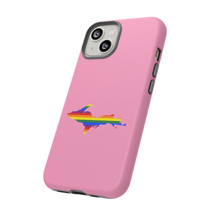 Michigan Upper Peninsula Tough Phone Case ('67 Pink Caddie w/ UP Pride Flag Outline) | Apple iPhone