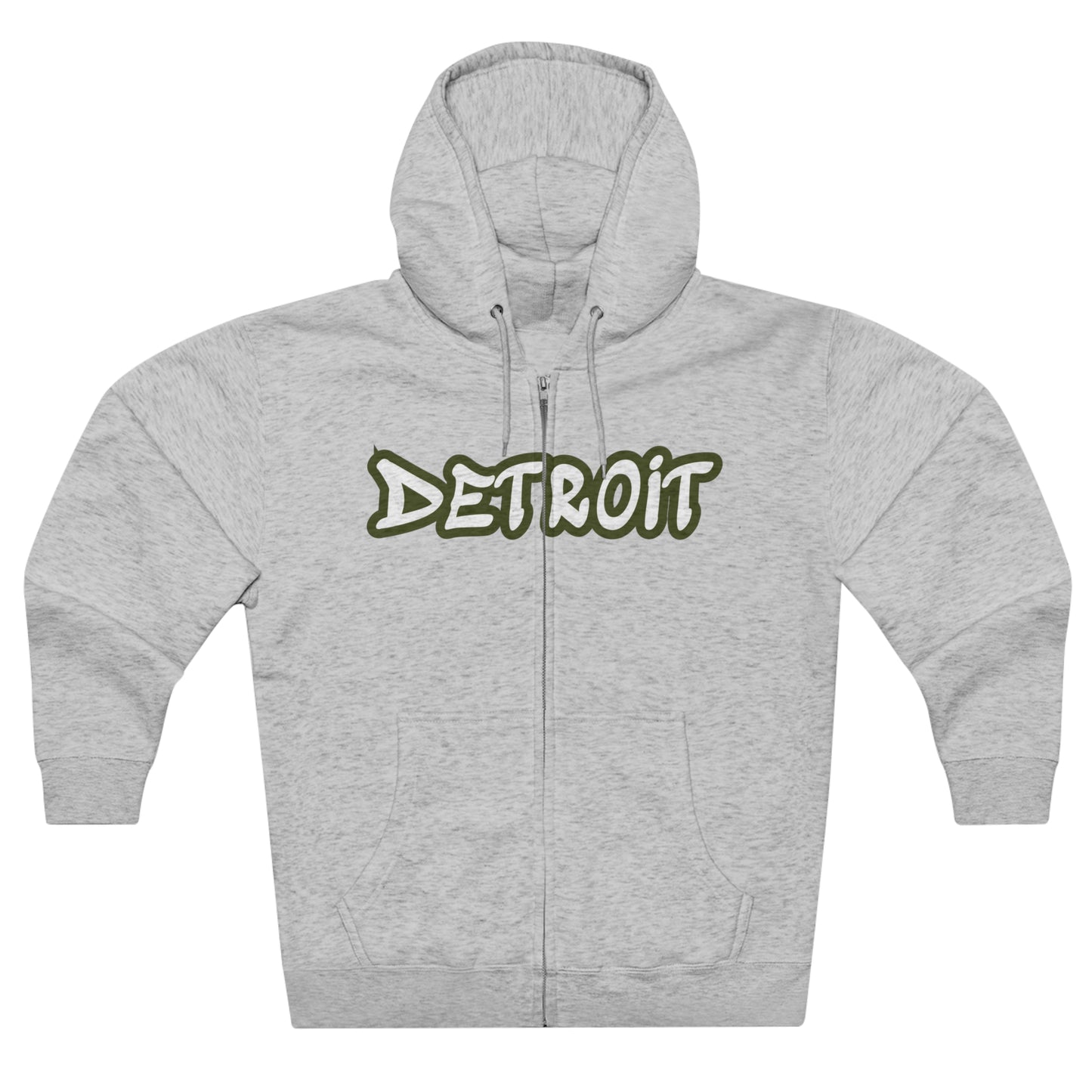 Detroit' Hoodie (Army Green Tag Font) | Unisex Full Zip